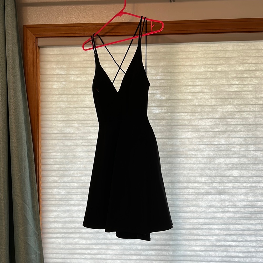 Lulus mini black float dress size large
